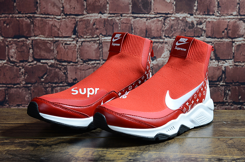 NIKE x SUPREME Red White Shoes - Click Image to Close